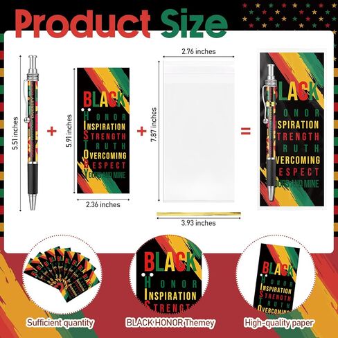 Motiskyy 50 Sets Juneteenth Gifts Bulk Inspirational Ballpoint Pens and Bookmarks Juneteenth Party Favors for Africa Americans Freedom Parties Office Supplies in Kuwait