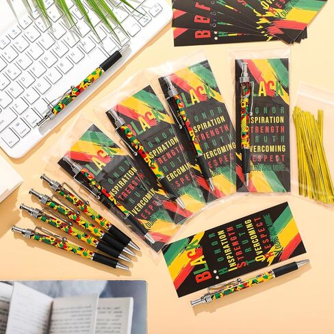 Motiskyy 50 Sets Juneteenth Gifts Bulk Inspirational Ballpoint Pens and Bookmarks Juneteenth Party Favors for Africa Americans Freedom Parties Office Supplies in Kuwait