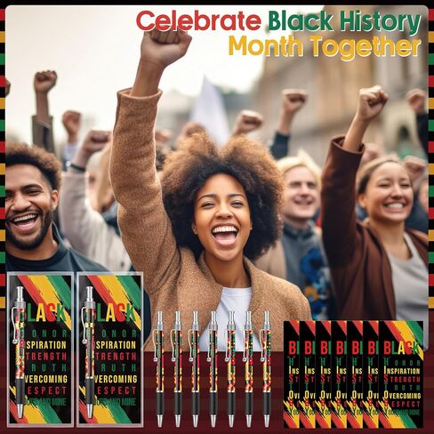 Motiskyy 50 Sets Juneteenth Gifts Bulk Inspirational Ballpoint Pens and Bookmarks Juneteenth Party Favors for Africa Americans Freedom Parties Office Supplies in Kuwait