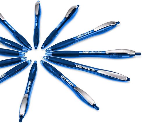 BIC Atlantis Ballpoint Pens, Retractable, Medium Point, Blue Ink, 4 Pack in Kuwait