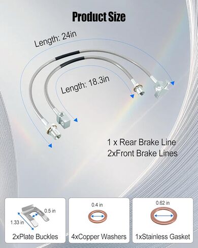 Stainless Steel Front and Rear Brake Lines Compatible with Chevy GMC C/K 15 20 25 Blazer 4"-6" Lift Replace 89340S 89335S 3PCS in Kuwait