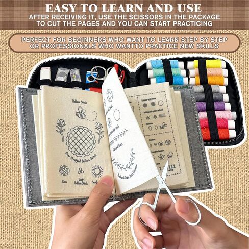 مجموعة كتب غرز التطريز للمبتدئين، كتاب غرز التطريز المحمول مع دليل خطوة بخطوة، وأنماط العينات ومجموعة الأدوات الكاملة لمحبي الحرف اليدوية البالغين in Kuwait