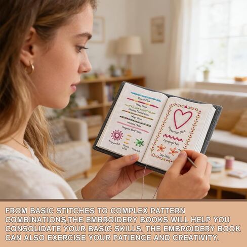 مجموعة كتب غرز التطريز للمبتدئين، كتاب غرز التطريز المحمول مع دليل خطوة بخطوة، وأنماط العينات ومجموعة الأدوات الكاملة لمحبي الحرف اليدوية البالغين in Kuwait