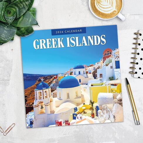 Red Robin 2026 Greek Islands Monthly Wall Calendar | 12" x 24" Open | Premium Thick & Sturdy Paper | Hangable 12 Month Calendar | Lined Notes & To Do Area | Vivid Images | Plastic Free in Kuwait