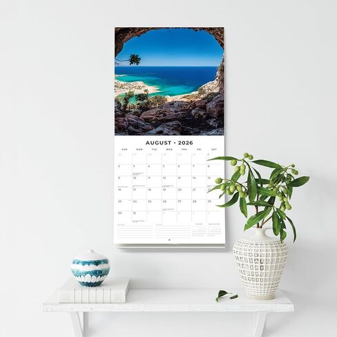 Red Robin 2026 Greek Islands Monthly Wall Calendar | 12" x 24" Open | Premium Thick & Sturdy Paper | Hangable 12 Month Calendar | Lined Notes & To Do Area | Vivid Images | Plastic Free in Kuwait