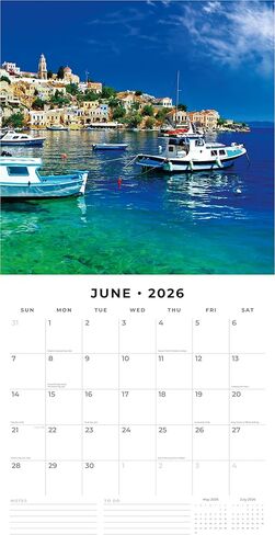 Red Robin 2026 Greek Islands Monthly Wall Calendar | 12" x 24" Open | Premium Thick & Sturdy Paper | Hangable 12 Month Calendar | Lined Notes & To Do Area | Vivid Images | Plastic Free in Kuwait