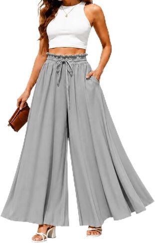 Yusongirl Wide Leg Palazzo Pants for Women High Waisted Flowy Trousers for Summer Casual Beach Vacation Outfits in Saudi Arabia