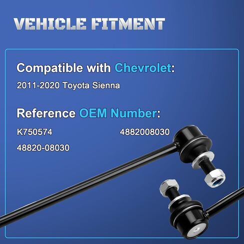 K750574 Front Stabilizer Sway Bar End Links Compatible with Toyota Sienna 2011 2012 2013 2014 2015 2016 2017 2018 2019 2020, Set of 2 in Kuwait