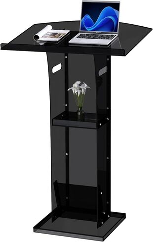 KSacry Acrylic Clear Black Podium Stand,Plexiglass Pulpits for Churches,Conference,Speeches,Weddings,Classroom,Professional Presentation Podiums in Saudi Arabia