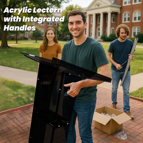 KSacry Acrylic Clear Black Podium Stand,Plexiglass Pulpits for Churches,Conference,Speeches,Weddings,Classroom,Professional Presentation Podiums in Saudi Arabia