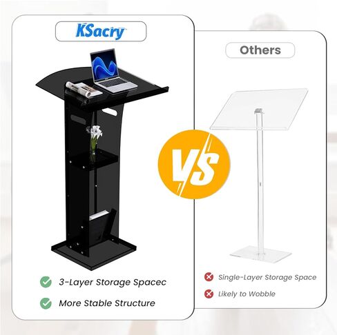 KSacry Acrylic Clear Black Podium Stand,Plexiglass Pulpits for Churches,Conference,Speeches,Weddings,Classroom,Professional Presentation Podiums in Saudi Arabia