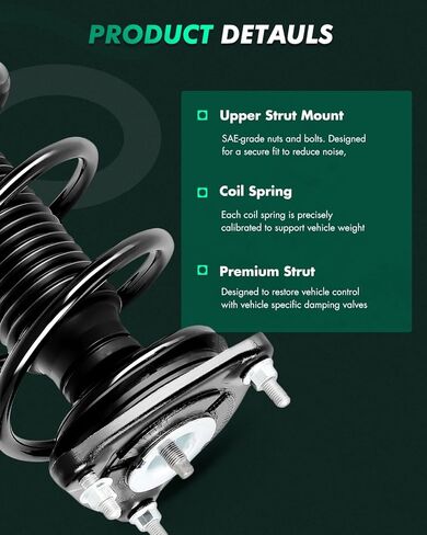 SCITOO - Front Complete Strut & Coil Spring Assembly Fits 2014-2018 for Kia Forte 2014-2016 for Kia Forte Koup 2014-2018 for Kia Forte5 with 11187 11188 - Set of 2 in Kuwait