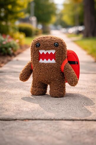 LICENSE 2 PLAY Domo Kun 6.5-Inch Classic Plush – Iconic Brown Monster with Mini Red Backpack - Super-Soft Collectible Toy for Kids, Kidults & Nostalgic Fans in Saudi Arabia