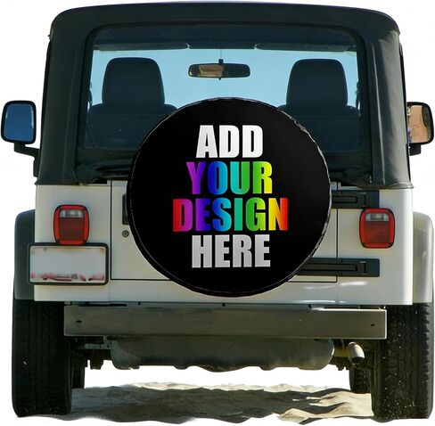 Personalized Spare Tire Cover Customize Wheel Cover with Photo or Text - Universal Size Fit for Trailer Camper RV SUV Wheel Covers Solid Black 15in in Kuwait