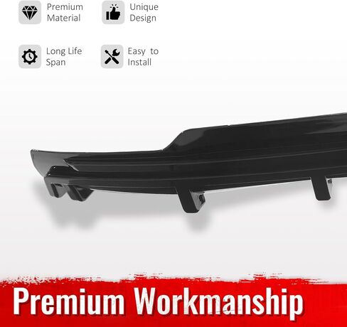 IKON MOTORSPORTS شفة مصد خلفي مع مصباح ضوء الفرامل، متوافق مع 2016-2021 Tesla Model S، أسود لامع PP Shark Fin خلفي سفلي سبويلر هوائي سد الذقن Valance Splitter قطعة واحدة in Saudi Arabia
