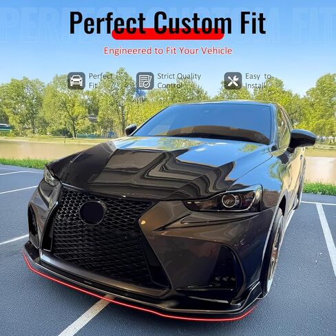 IKON MOTORSPORTS Front Bumper Lip, Compatible with 2017-2020 Lexus IS200t IS300 IS350, Artisan Style Gloss Black PP Air Dam Chin Spoiler Protector Splitter 1PCS in Kuwait