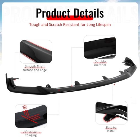 IKON MOTORSPORTS Front Bumper Lip, Compatible with 2017-2020 Lexus IS200t IS300 IS350, Artisan Style Gloss Black PP Air Dam Chin Spoiler Protector Splitter 1PCS in Kuwait