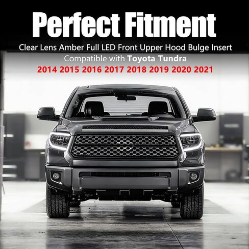 Front Upper Hood Bulge Insert Light for Toyota Tundra 2014-2021 Front Grill Inserts Amber Light in Saudi Arabia