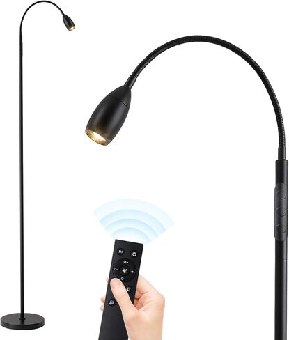 Reading Floor Lamp, Dimmable LED Floor Lamp with Remote, Standing Lamp with Flexible Gooseneck, Zoomable Spotlight, Reading Light, Task Crafting Tall Lamps for Living Room Office Bedroom in Kuwait