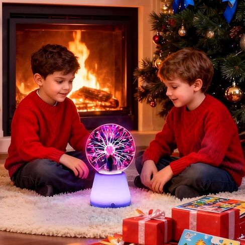 Plasma Ball Lamp 3-Inch, Touch Reactive Lightning Globe, USB-C Powered Electric Plasma Ball, 7-Color LED Base Night Light, Interactive STEM Science Toy, Desk Decor Gift in Kuwait