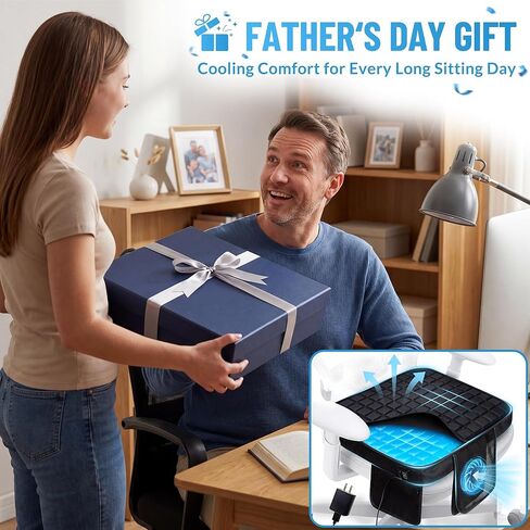 Cooling Seat Cushion with Fan, for Dad, 5V2A USB Powered (No Battery), Gel Cooling Seat Pad with 3-Speed Airflow, Plug-in Portable Seat Cushion for Office Chair, Car, Wheelchair in Saudi Arabia