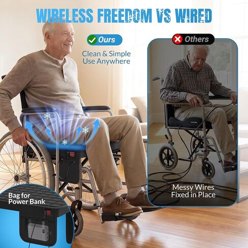 Cooling Seat Cushion with Fan, for Dad, 5V2A USB Powered (No Battery), Gel Cooling Seat Pad with 3-Speed Airflow, Plug-in Portable Seat Cushion for Office Chair, Car, Wheelchair in Saudi Arabia