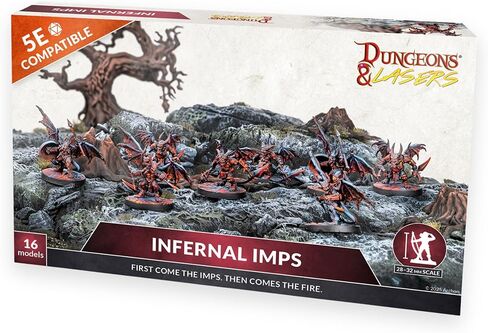 Dungeons & Lasers Infernal Imps DND Miniatures Set - 16 Models in 32mm Scale for 5E Compatible RPG Games and Tabletop Terrain - for Ages 14 Years + in Saudi Arabia