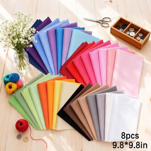 8-Pack Solid Color Fabric Squares,Assorted Precut Cotton Fabric Bundles,Versatile Craft Fabric for Sewing,Patchwork,Quilting & DIY Crafts (9.84 * 9.84Inches)（Red，Pink） in Kuwait
