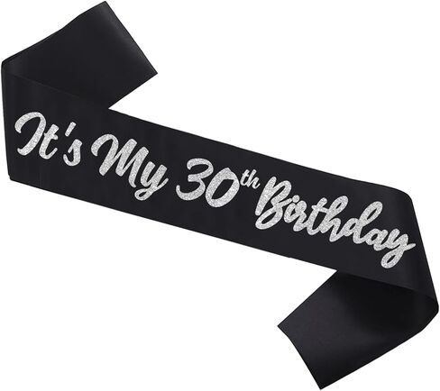 Black It's My 30th Birthday Sash Funny 30th Birthday Sash 30th Birthday Gifts for Girls with Glitter Letter Silver in Kuwait