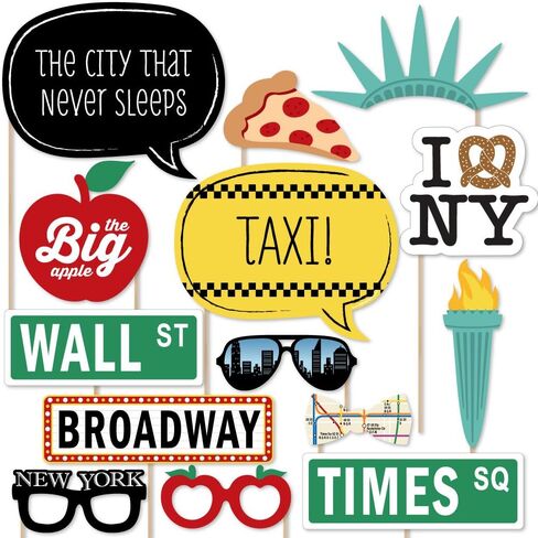 Big Dot of Happiness New York - NYC Cityscape Photo Booth Props Kit - 20 Count in Kuwait