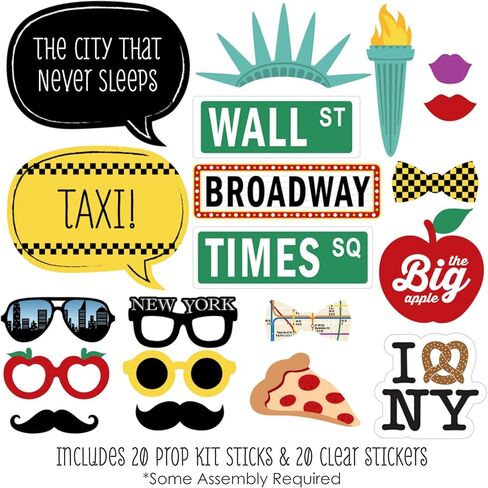 Big Dot of Happiness New York - NYC Cityscape Photo Booth Props Kit - 20 Count in Kuwait