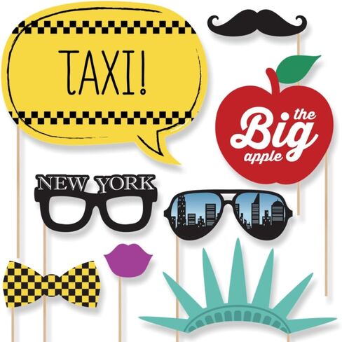 Big Dot of Happiness New York - NYC Cityscape Photo Booth Props Kit - 20 Count in Kuwait