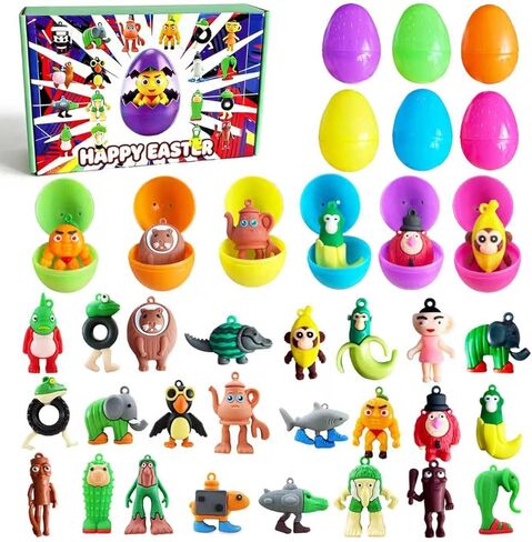 24 Pack Pre-filled Easter Eggs with Weird & Funny Meme Toys – Made of Soft Silicone, Italian Design Inspired Collectibles, Easter Basket Stuffers & Egg Hunt Prizes for All Ages (Non-Candy) in Saudi Arabia