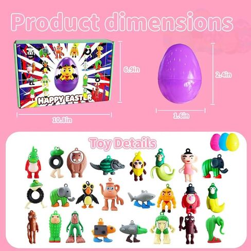 24 Pack Pre-filled Easter Eggs with Weird & Funny Meme Toys – Made of Soft Silicone, Italian Design Inspired Collectibles, Easter Basket Stuffers & Egg Hunt Prizes for All Ages (Non-Candy) in Saudi Arabia