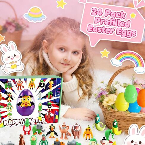 24 Pack Pre-filled Easter Eggs with Weird & Funny Meme Toys – Made of Soft Silicone, Italian Design Inspired Collectibles, Easter Basket Stuffers & Egg Hunt Prizes for All Ages (Non-Candy) in Saudi Arabia