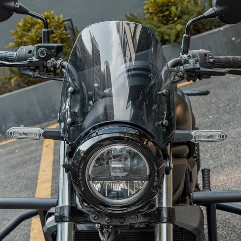 الزجاج الأمامي للدراجات النارية لـ Kawasaki Eliminator 500 2024 2025 Eliminator500 Morden Sport Wind Shield Screen Flyscreen Deflector Protector هدية (دخان) in Kuwait
