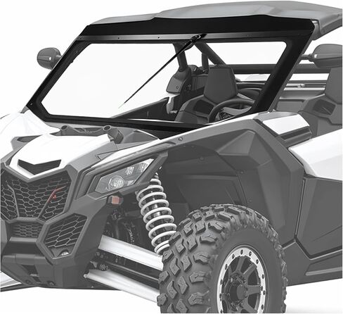 ECOTRIC Full Glass Windshield+ Sun Visor W/Manual Wiper Compatible With Can Am Maverick X3/ X3 Max 64" Or 72" Models 2017-2025 Front Windscreen Powder Coated in Kuwait