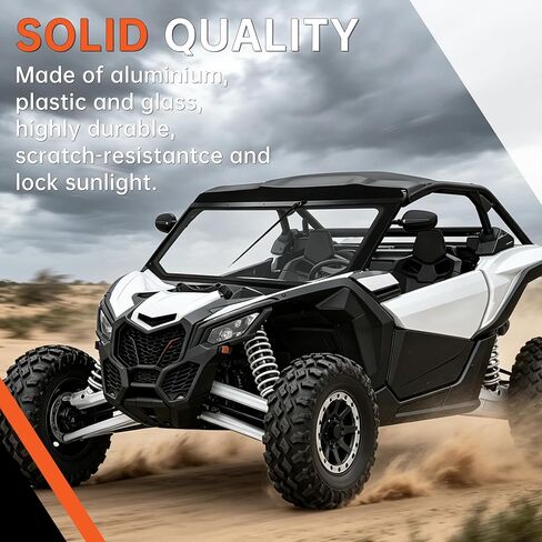 ECOTRIC Full Glass Windshield+ Sun Visor W/Manual Wiper Compatible With Can Am Maverick X3/ X3 Max 64" Or 72" Models 2017-2025 Front Windscreen Powder Coated in Kuwait