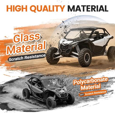 ECOTRIC Full Glass Windshield+ Sun Visor W/Manual Wiper Compatible With Can Am Maverick X3/ X3 Max 64" Or 72" Models 2017-2025 Front Windscreen Powder Coated in Kuwait