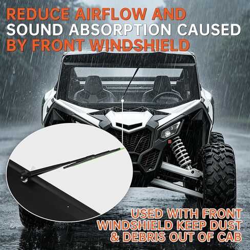 ECOTRIC Full Glass Windshield+ Sun Visor W/Manual Wiper Compatible With Can Am Maverick X3/ X3 Max 64" Or 72" Models 2017-2025 Front Windscreen Powder Coated in Kuwait