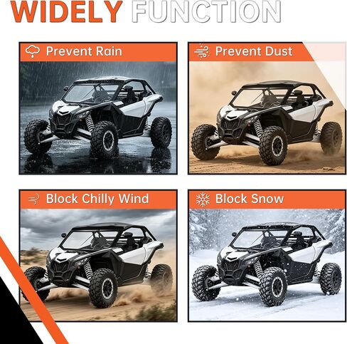 ECOTRIC Full Glass Windshield+ Sun Visor W/Manual Wiper Compatible With Can Am Maverick X3/ X3 Max 64" Or 72" Models 2017-2025 Front Windscreen Powder Coated in Kuwait