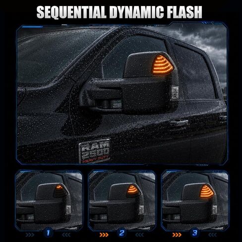 EASY EAGLE LED Side Mirror Turn Signal Lights Fit for 2010-2018 Dodge Ram 1500 2500 3500 4500 5500, Amber Sequential Indicator, Smoked Lens, 2Pcs in Saudi Arabia