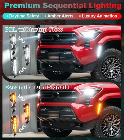 LED Side Marker Lights for 2024-2026 Toyota Tacoma Fender Light White DRL with Startup Animation & Amber Sequential Turn Signal, 4th Gen Tacoma Accessories (SR & SR5 Only) in Saudi Arabia