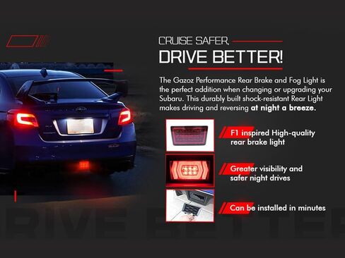 الملحقات الخارجية - مصباح الضباب F1 Hyper 4th للفرامل متوافق مع عدسة Subaru WRX STI VA الحمراء لعام 2015-2021 - غطاء أحمر JDM in Kuwait