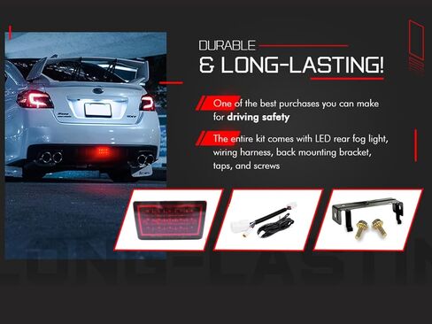الملحقات الخارجية - مصباح الضباب F1 Hyper 4th للفرامل متوافق مع عدسة Subaru WRX STI VA الحمراء لعام 2015-2021 - غطاء أحمر JDM in Kuwait
