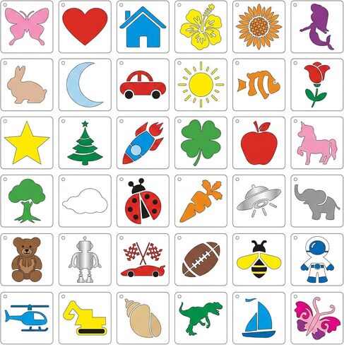 36Pcs Stencils for Kids, Drawing Stencils for Painting Crafts, Reusable Mix Pattern Tracing Stencil for Kids Painting Drawing, DIY Projects(White) in Saudi Arabia