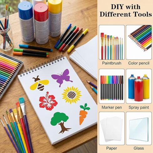 36Pcs Stencils for Kids, Drawing Stencils for Painting Crafts, Reusable Mix Pattern Tracing Stencil for Kids Painting Drawing, DIY Projects(White) in Saudi Arabia