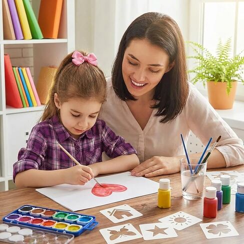 36Pcs Stencils for Kids, Drawing Stencils for Painting Crafts, Reusable Mix Pattern Tracing Stencil for Kids Painting Drawing, DIY Projects(White) in Saudi Arabia