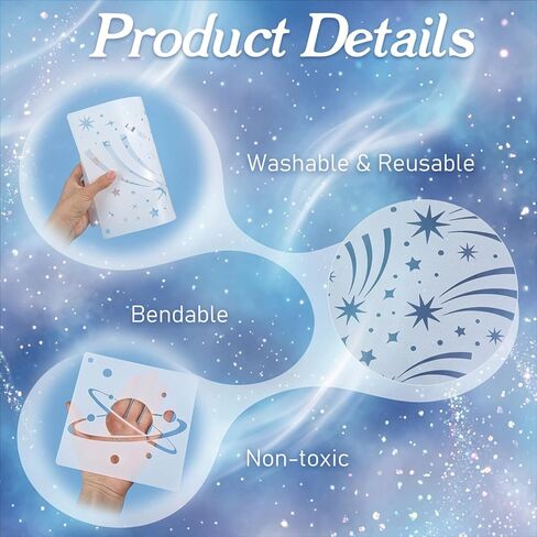 18 Pcs Star Stencils for Painting,Reusable Stars Pattern Painting Stencil Set Twinkle Star Stencils for Wall Wood Craft Canvas Fabric Home Decor in Kuwait
