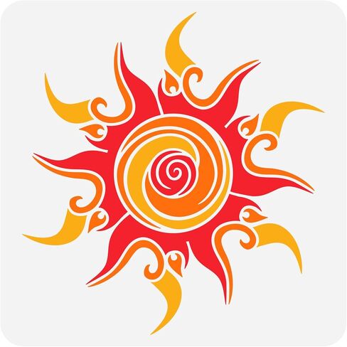 FINGERINSPIRE Fancy Sun Painting Stencil 11.8x11.8 inch PET Hollow Out Sun DIY Craft Stencil Template for Painting on Wood Signs, Wall, Tiles, Canvas, Furniture in Kuwait